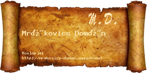Mrákovics Domán névjegykártya